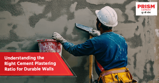 Worker applying cement plaster on wall to achieve the right cement plastering ratio for durable walls