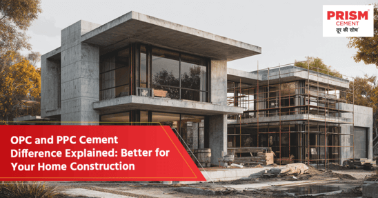 Modern concrete building under construction showing the difference between OPC and PPC cement.