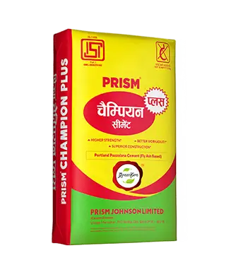 Prism Champion Plus Portland Pozzolana Cement (fly ash based) bag by Prism Cement